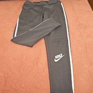 Nike Gray Leggings with White Side Stripes